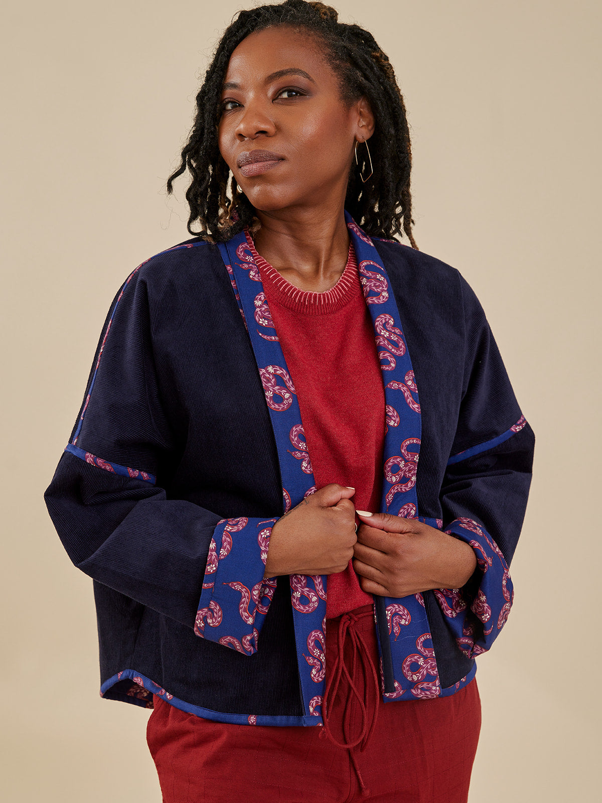 Women's Collins Reversible Navy Corduroy Jacket | Fair Trade