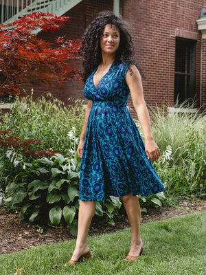 Lucille Dress - Deep Teal Floral