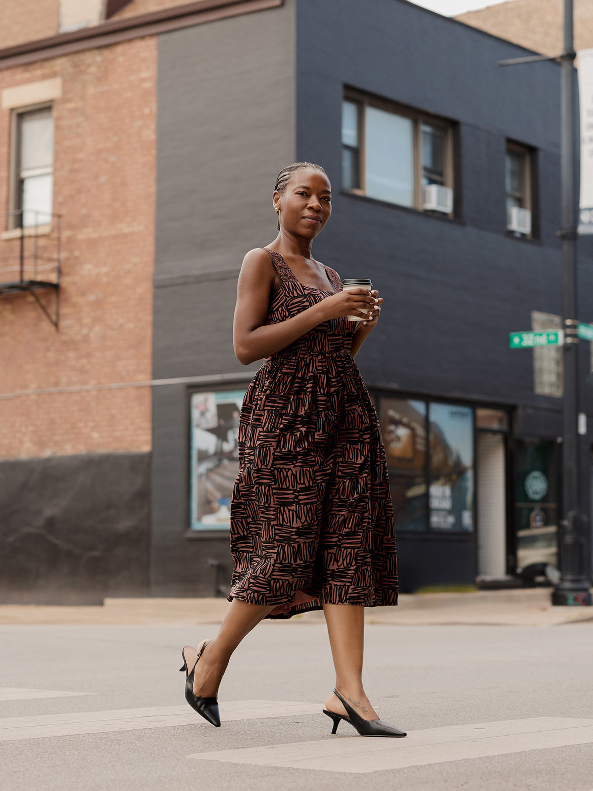 【新品タグ付】M's Gracy Motif Embroidery Dress Women's Nikita Dress Mocha Bown Scribble Modal | Fair Trade | Mata