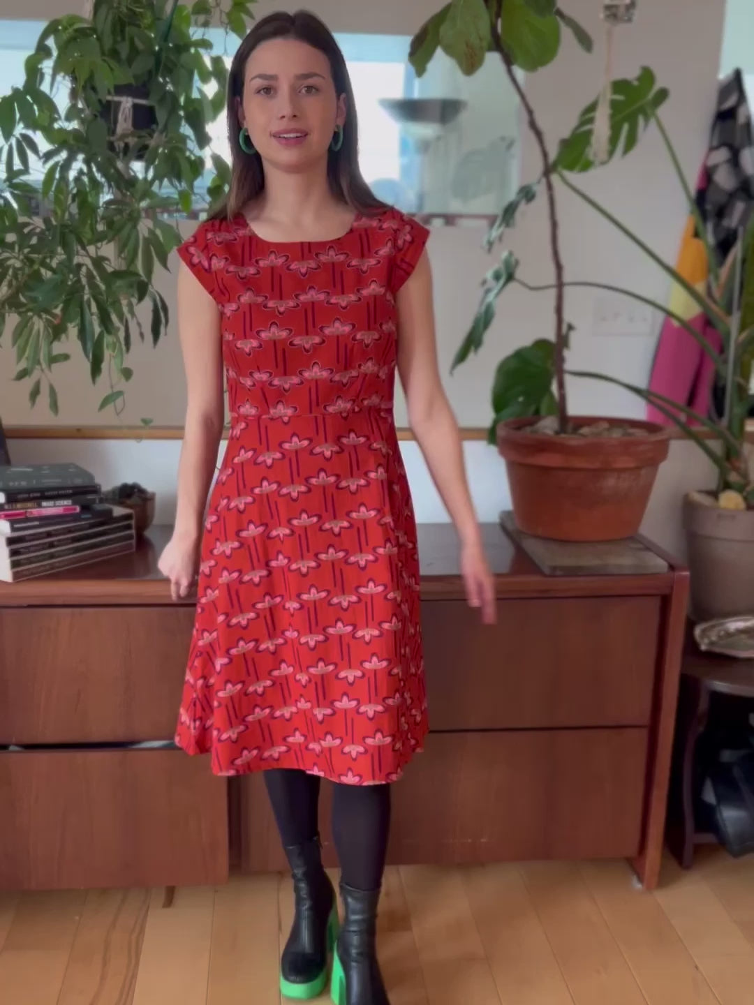 Marseille Dress Mod Daisy Red - Fair Trade | Mata Traders