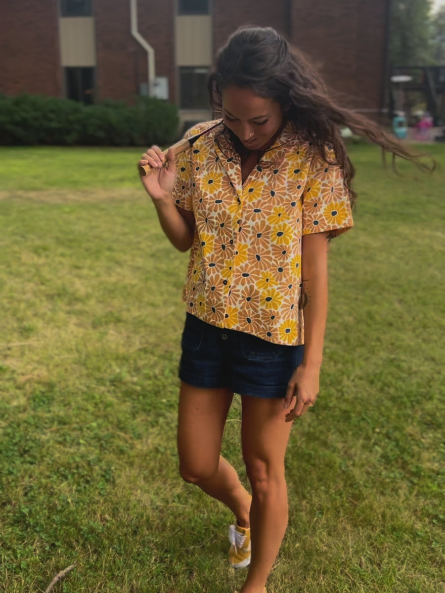 Yellow Camp Shirt Sunny Floral - Fair Trade Clothing | Mata Traders