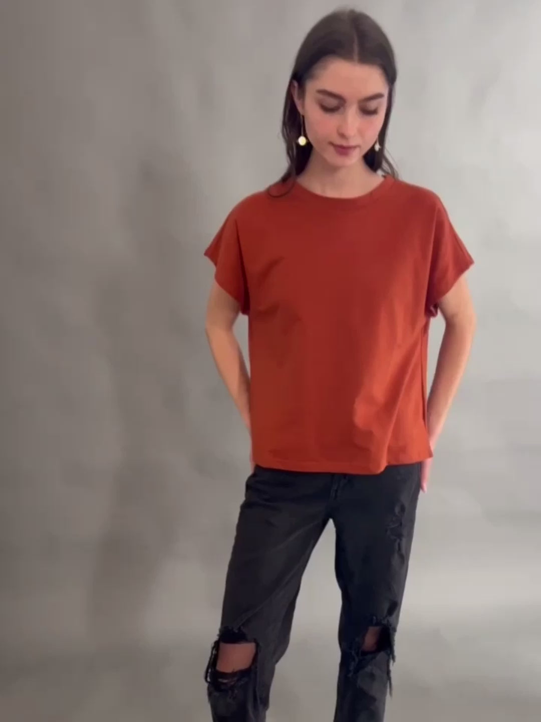 Caitlin Top Loop Knit Clay Color - Fair Trade Clothing | Mata Traders