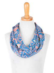 Hand Screened Infinity Scarf Blue triangles