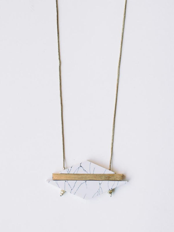 Modern Marble Necklace - White