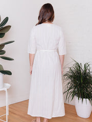 Aditi Wrap Dress White Lurex Stripe
