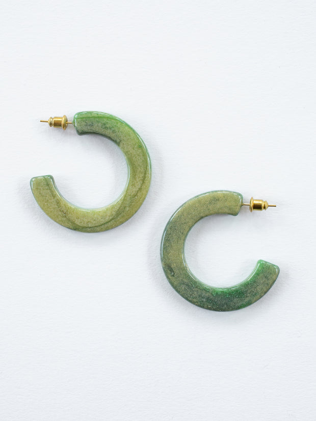 Jade Hoop Earrings Green