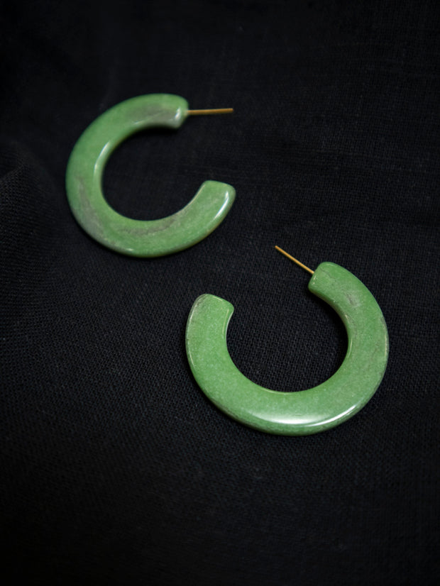 Jade Hoop Earrings Green