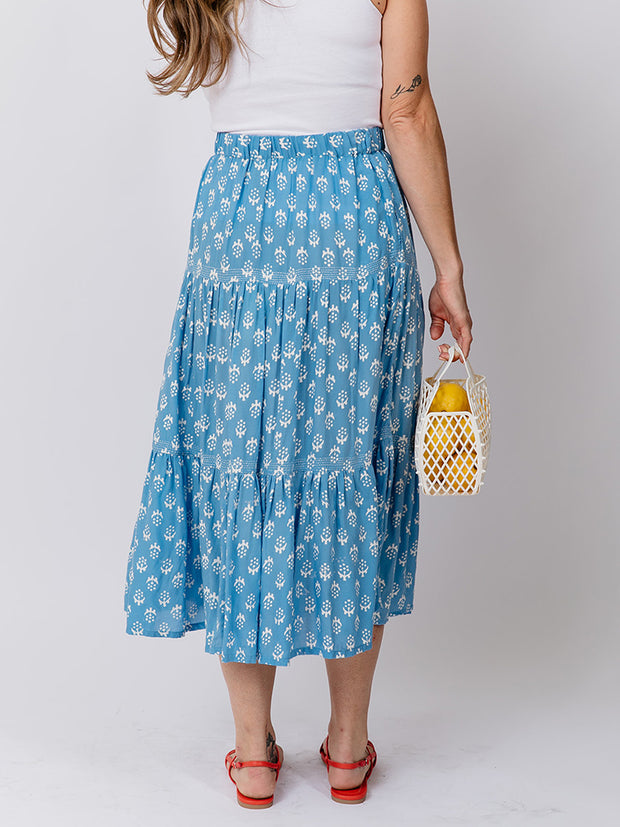 Melody Midi Dress Cornflower Blossom - Fair Trade Dresses | Mata Traders