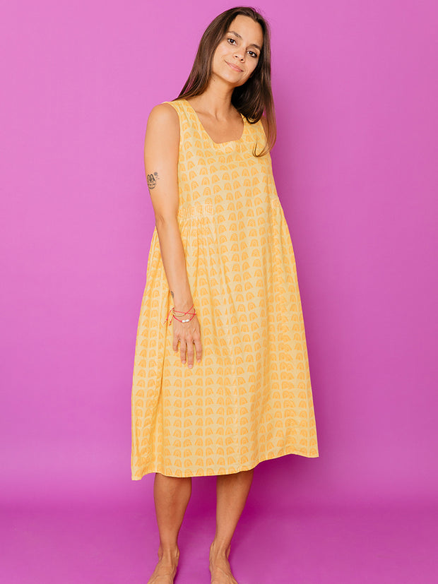 Melody Midi Dress Sunny Stripes Yellow
