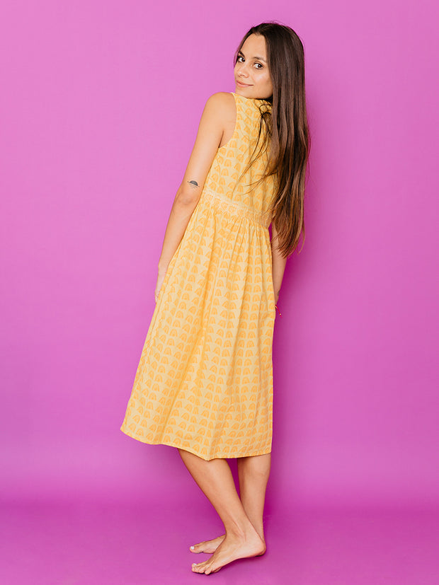 Melody Midi Dress Sunny Stripes Yellow