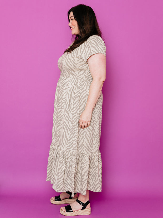 Randi Plus Size Midi Dress Savanna Stripe