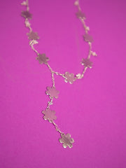 Petite Flower Lariat Necklace Silver
