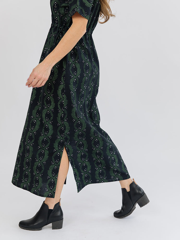 Aimee Maxi Dress Vine Twist Forest - Fair Trade Dresses