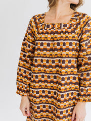 Alexis Long Sleeve Mini Dress Circle Stripe Desert