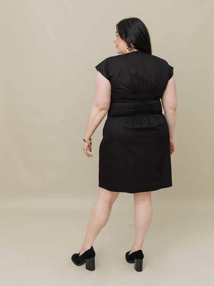 plus size black denim dress Lace Up Denim Dress