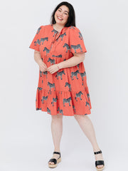 Adelaide Tiered Plus Size Mini Dress Zebra Bright Berry