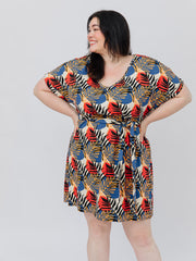 Montrose Tie Plus Size Dress Layered Palms Peach