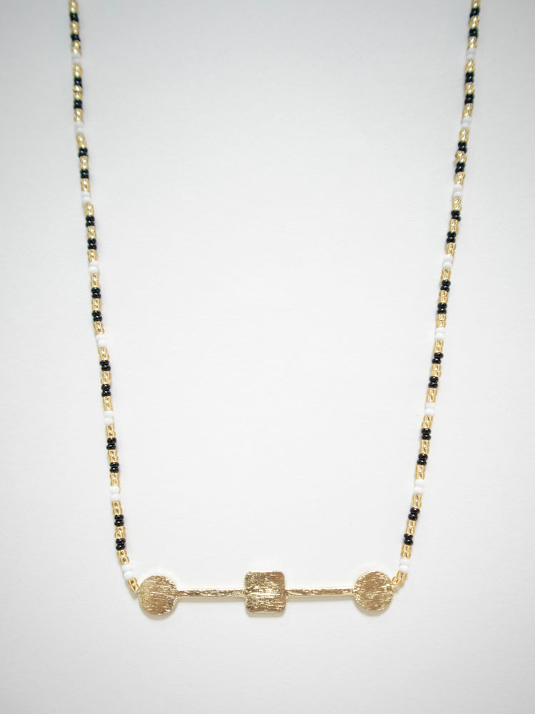 Black and Gold Agate Fleur de Lis Necklace | New Orleans Saints Necklace |  Mignon Faget