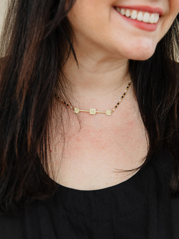 Axis Beaded Necklace Gold