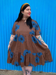 Adelaide Tiered Plus Size Mini Dress Dark Oak