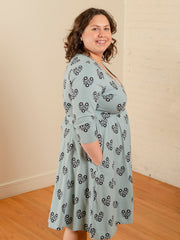 Callie 3/4 Sleeve Plus Size Wrap Dress Retro Slate