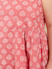 Melody Plus Size Midi Dress Floral Stamp Rose