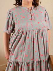 Adelaide Tiered Plus Size Mini Dress Botanical Slate