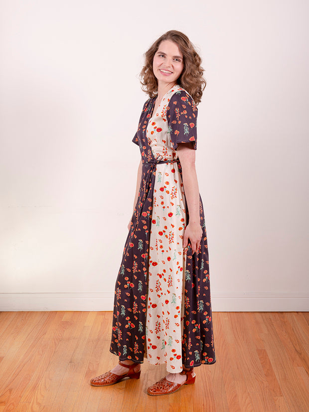 Brea Wrap Dress Botanical Mix - Fair Trade Clothing | Mata Traders