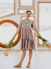 Adelaide Tiered Mini Dress Botanical Slate