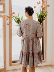 Adelaide Tiered Mini Dress Botanical Slate