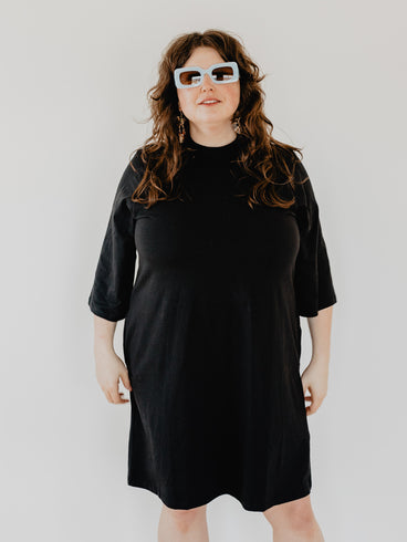 Callie 3/4 Sleeve Wrap Dress - Black – Mata Traders