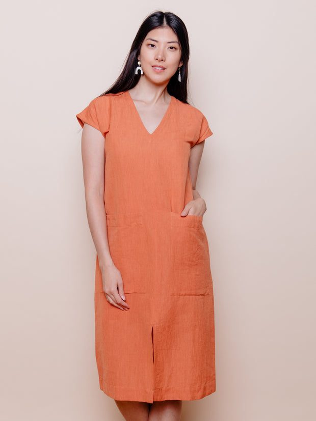 Darjeeling Pocket Dress Amber Linen
