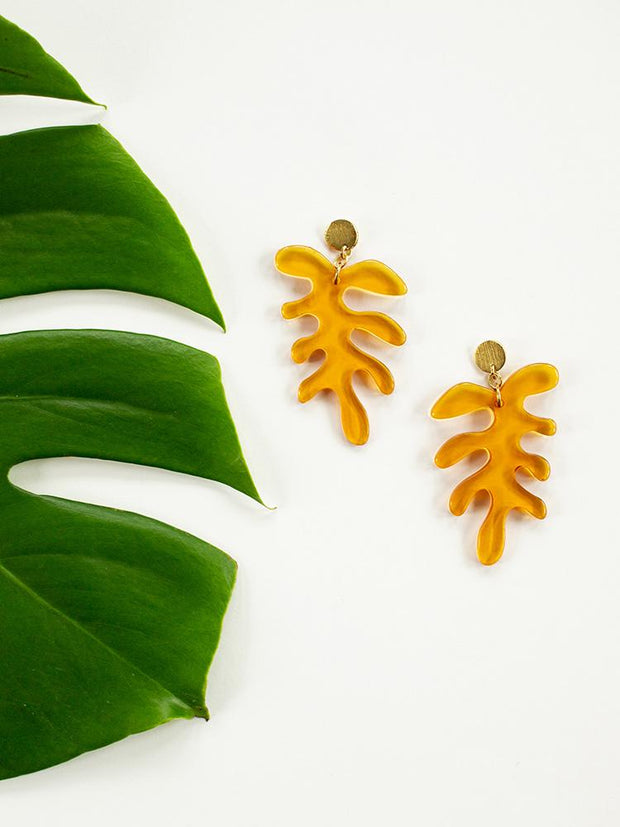 Matisse Leaf Earrings Amber