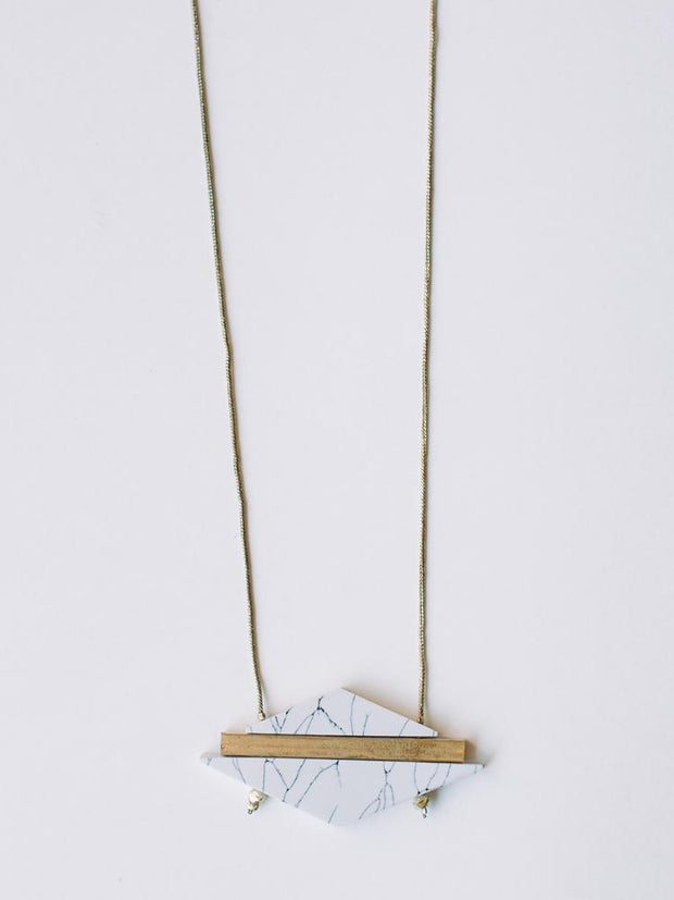 Modern Marble Necklace White